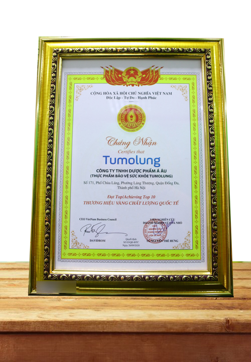 Tumolung vinh dự là “Thương hiệu vàng chất lượng quốc tế” năm 2020